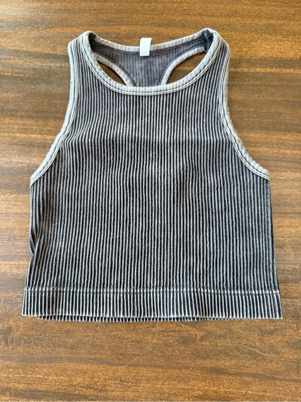 Zenana Outfitters Ribbed Racerback Crop Tank Top - Charcoal